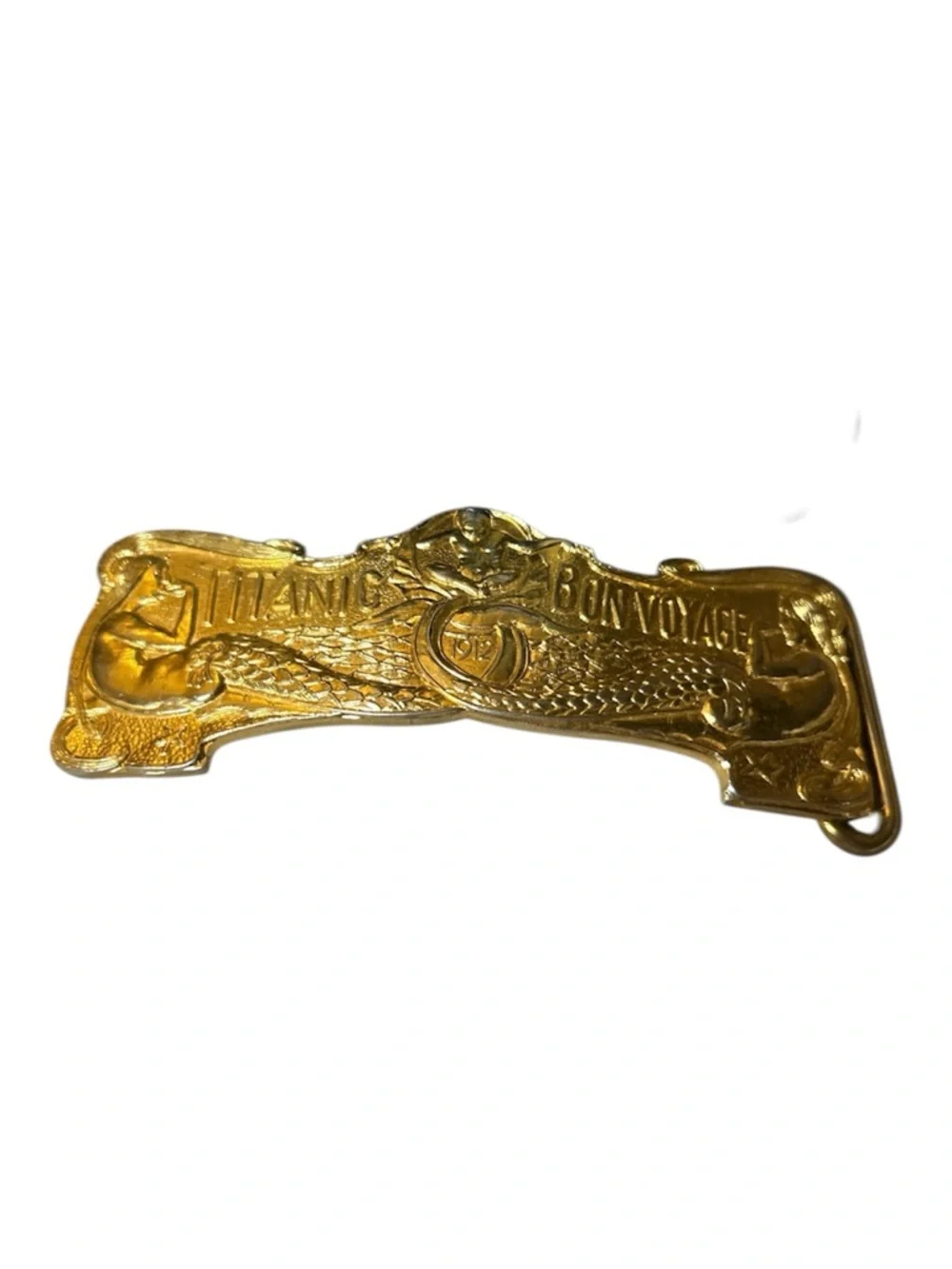 Gold-Tone Decorative Women’s Belt Buckle - 'Titanic Bon Voyage' Accent